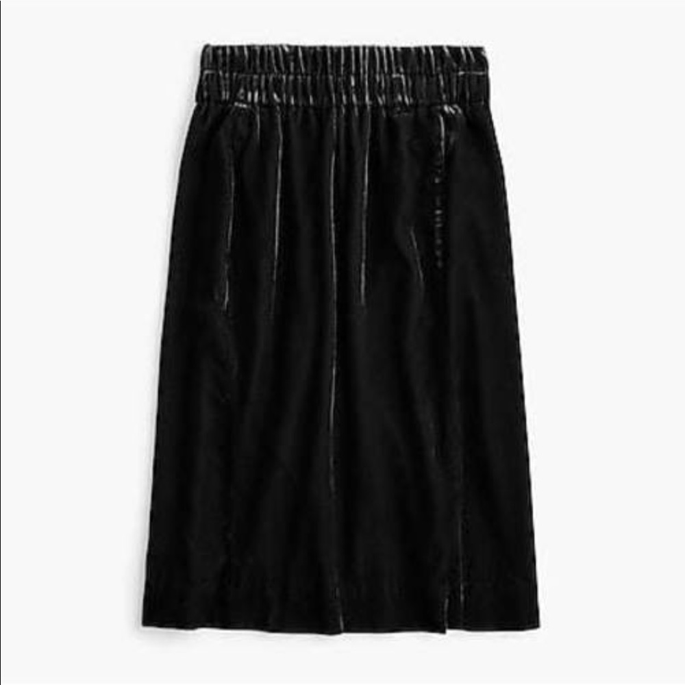 J.CREW Black Pull On Velvet Elastic Waist Skirt